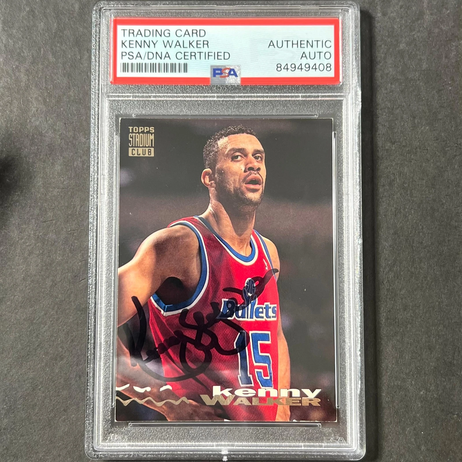 1993-94 Topps Stadium Club #280 Kenny Walker Signed Card AUTO PSA Slabbed Bullet