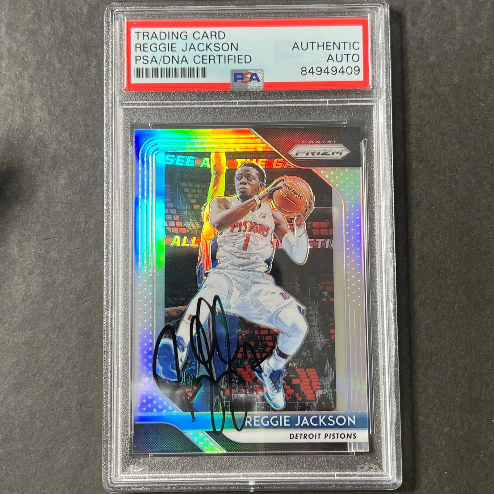 2018-19 Panini Prizm #142 Reggie Jackson Signed Card AUTO PSA Slabbed Pistons