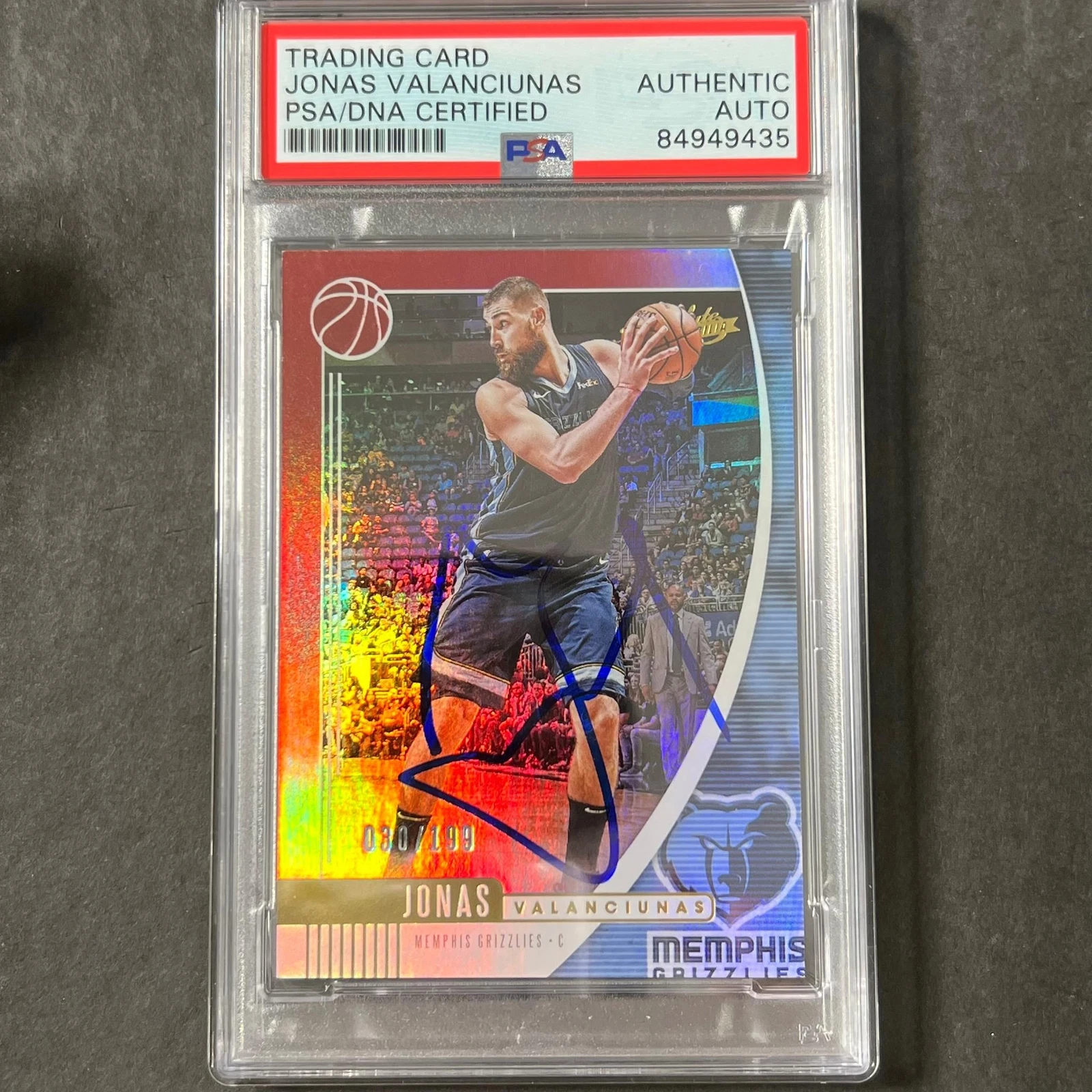 2019-20 Panini Absolute Memorabilia #67 Jonas Valanciunas Signed Card AUTO PSA S