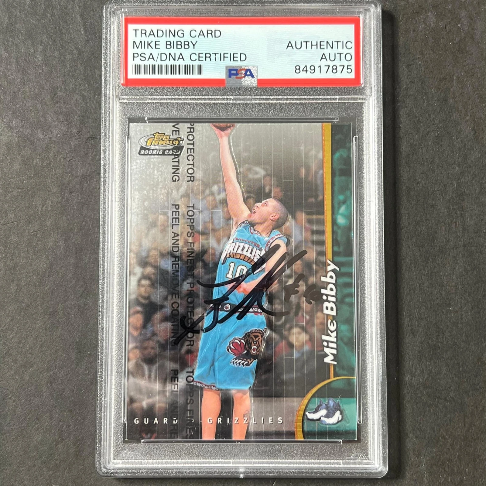 1997-98 Topps Finest #227 Mike Bibby Signed Card AUTO PSA Slabbed RC Grizzlies