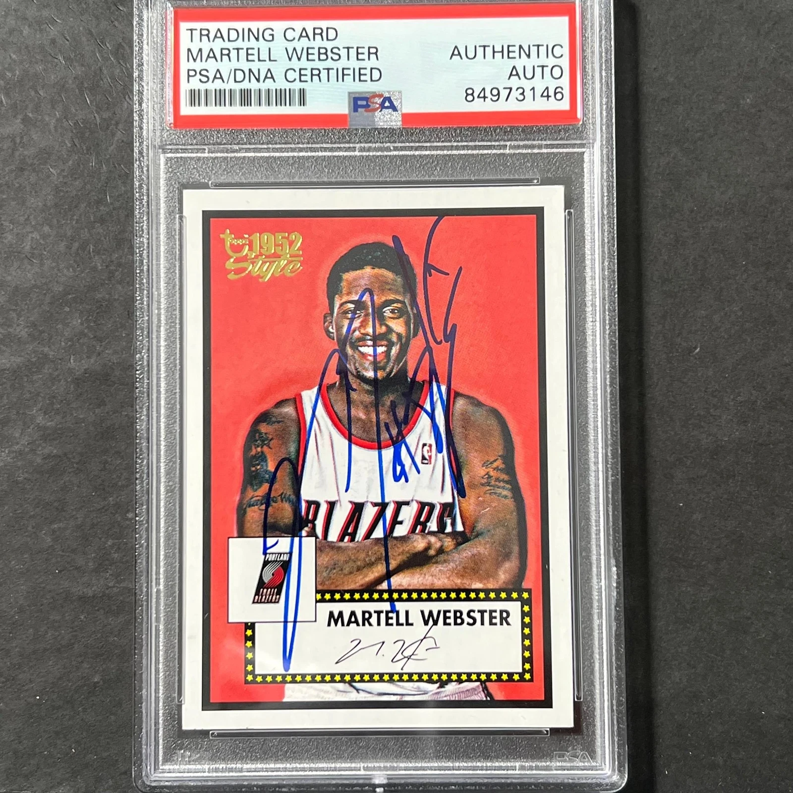 2005-06 Topps Style 1952 #140 Martell Webster Signed Card AUTO PSA Slabbed Trail