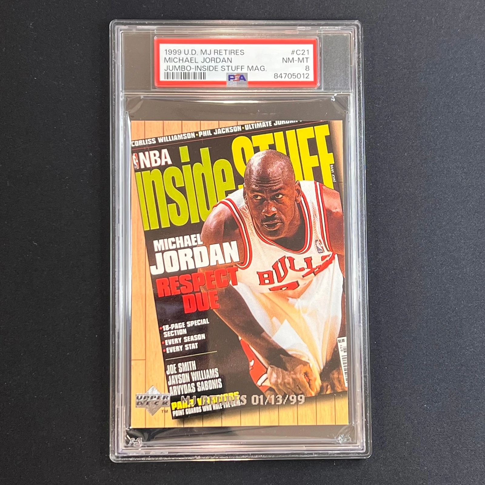 1999 Upper Deck MJ Retires Jumbo-Inside Stuff Magazine #C21 Michael Jordan PSA N