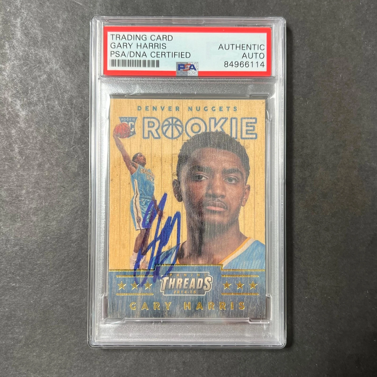 2014-15 Panini Threads #368 Gary Harris signed Auto Card PSA/DNA Slabbed Nuggets
