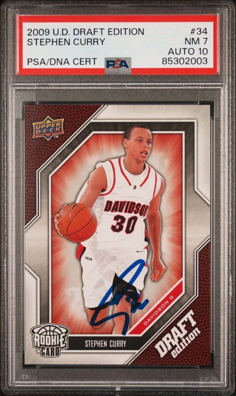 2009 UD Draft Edition #34 Stephen Curry Signed Card PSA 7 AUTO 10 PSA Slabbed Wa