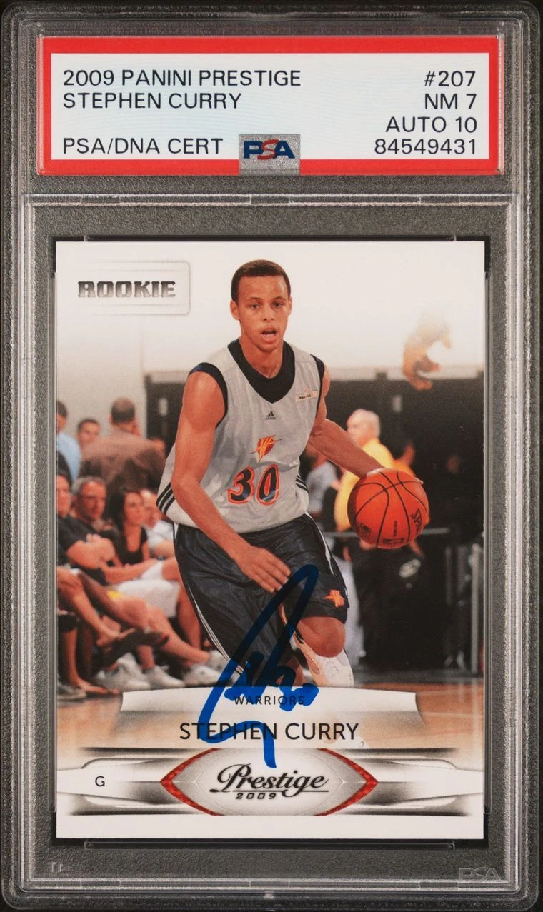 2009 Panini Prestige #207 Stephen Curry Signed PSA NM 7 AUTO 10 PSA Slabbed Warr