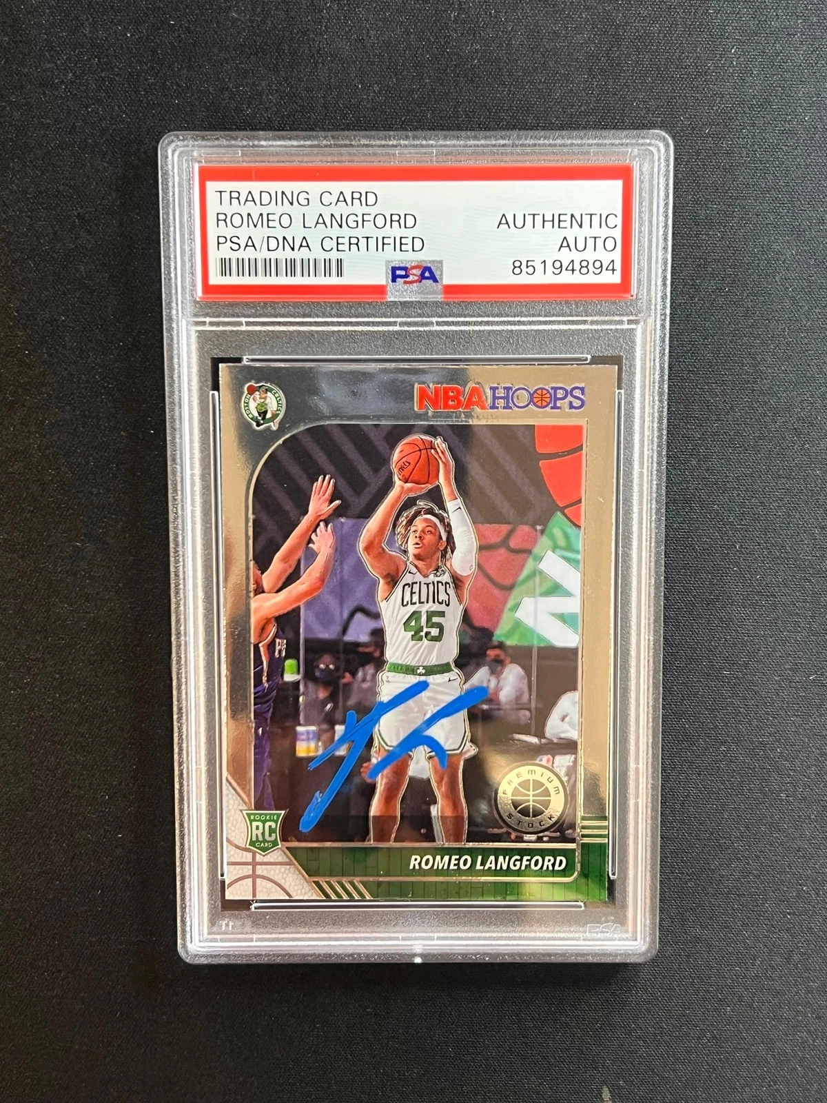 2019-20 Panini Hoops Premium Stock #211 Romeo Langford Signed Card PSA Slabbed A