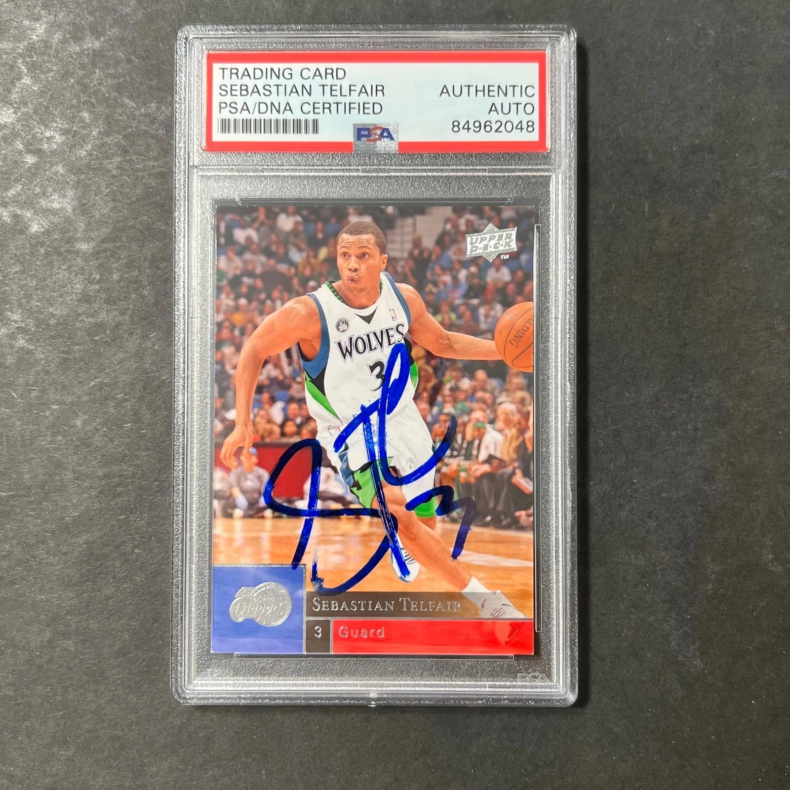 2009-10 Upper Deck #108 Sebastian Telfair Signed Card AUTO PSA/DNA Slabbed Clipp
