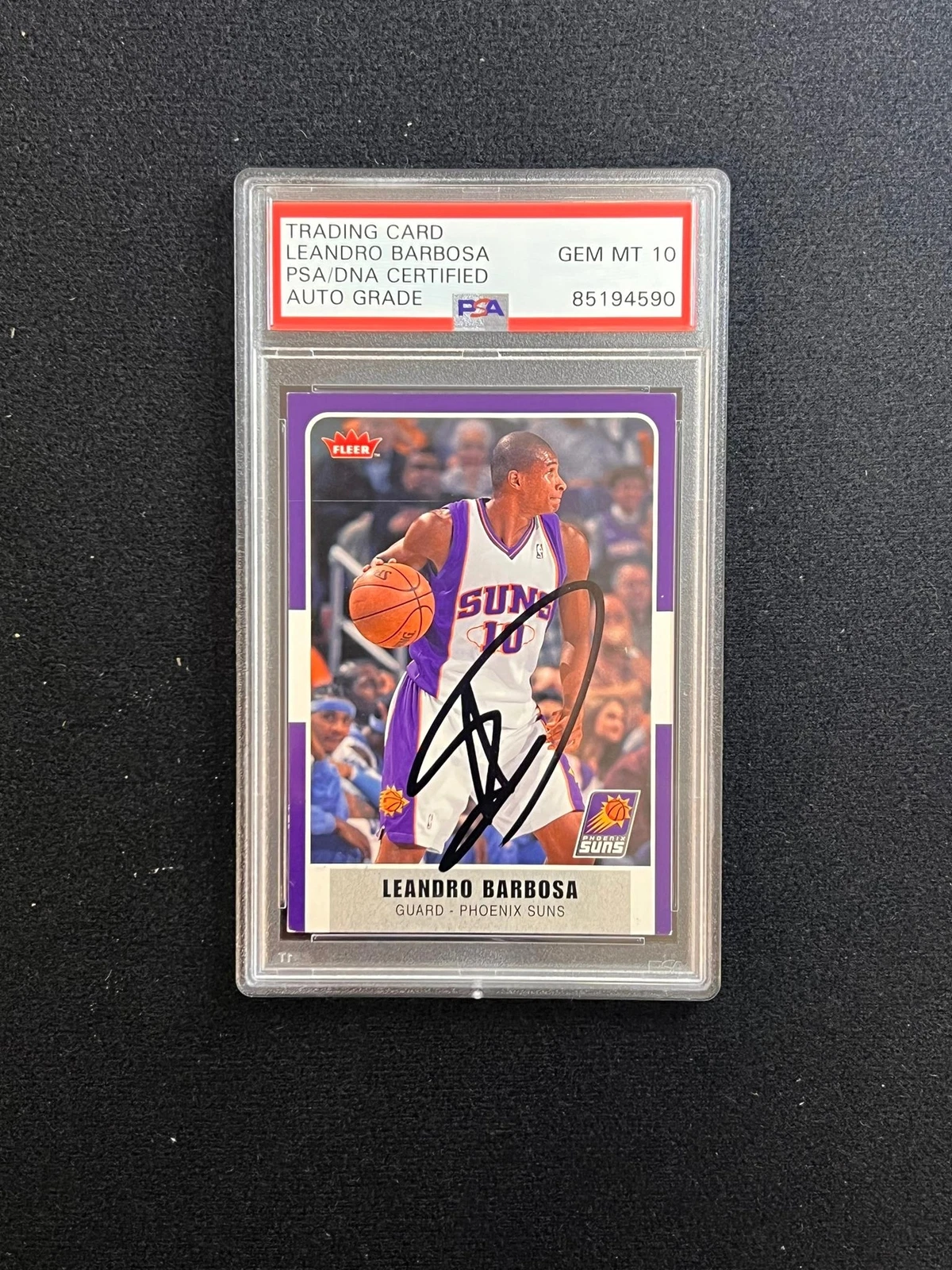 2007-08 Fleer #187 Leandro Barbosa Signed Card AUTO 10 PSA Slabbed Suns