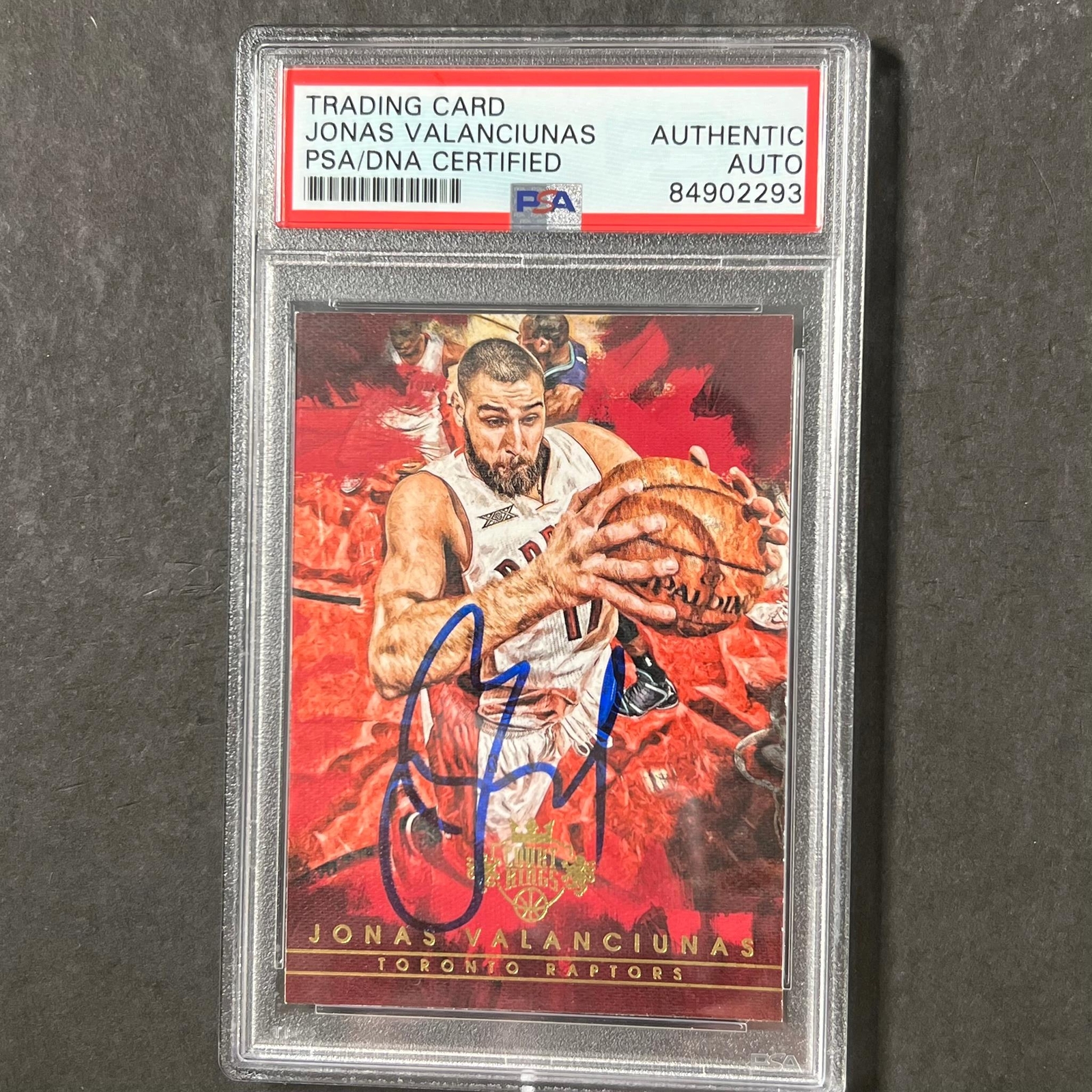 2015-16 PANINI COURT KINGS #63 Jonas Valanciunas Signed Card AUTO PSA Slabbed To