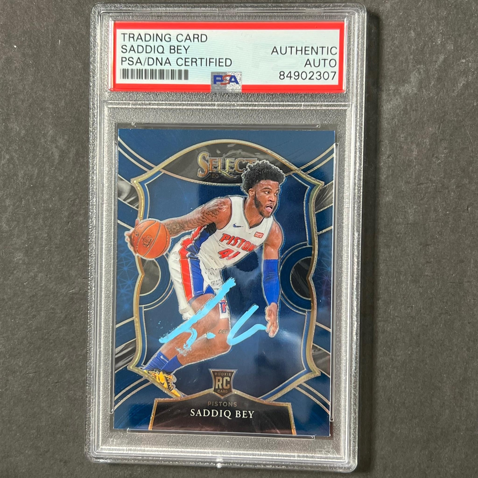 2020-21 Panini Select #79 Saddiq Bey Signed Card AUTO PSA Slabbed RC Pistons