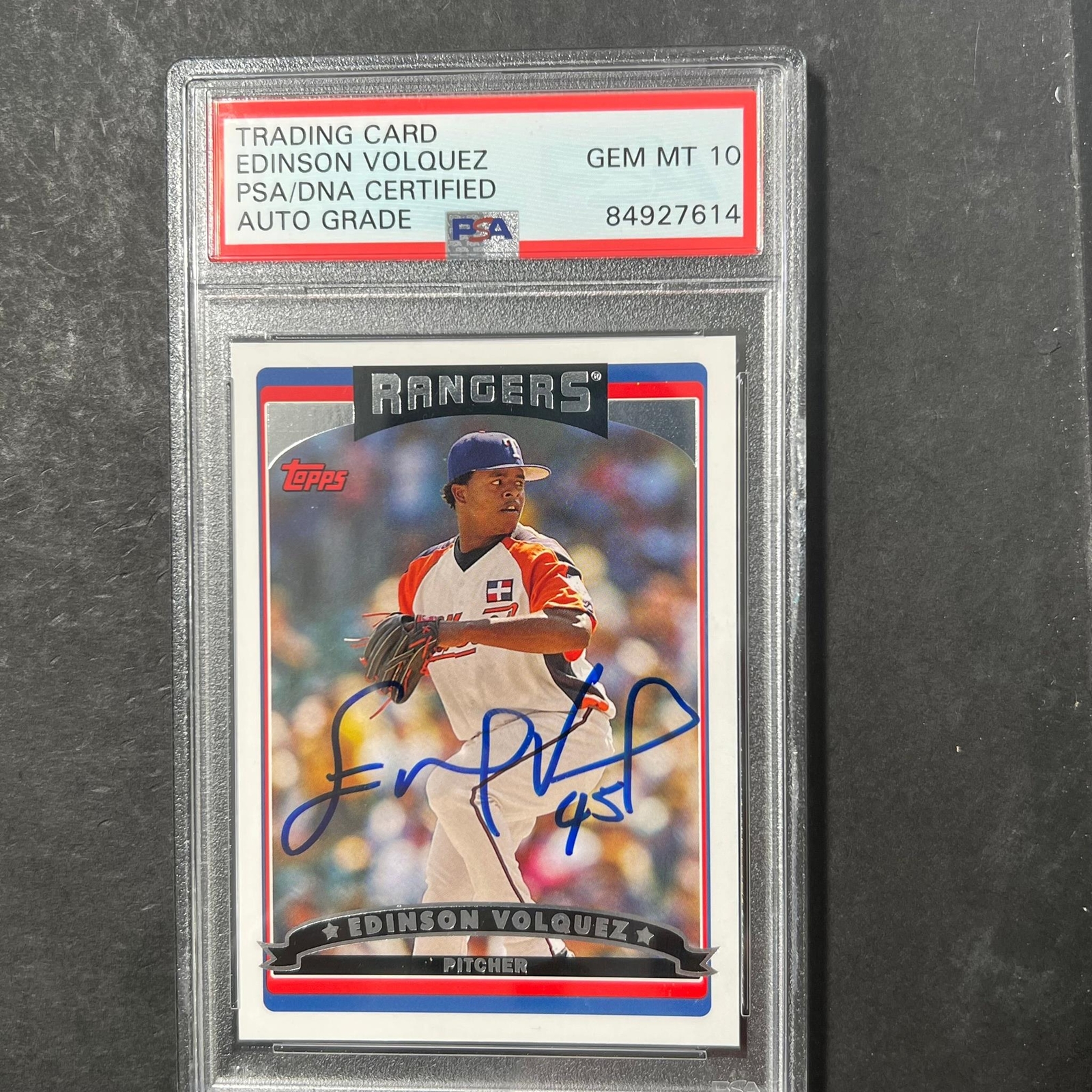2006 Topps #543 Edinson Volquez Signed Card PSA Slabbed Auto Rangers