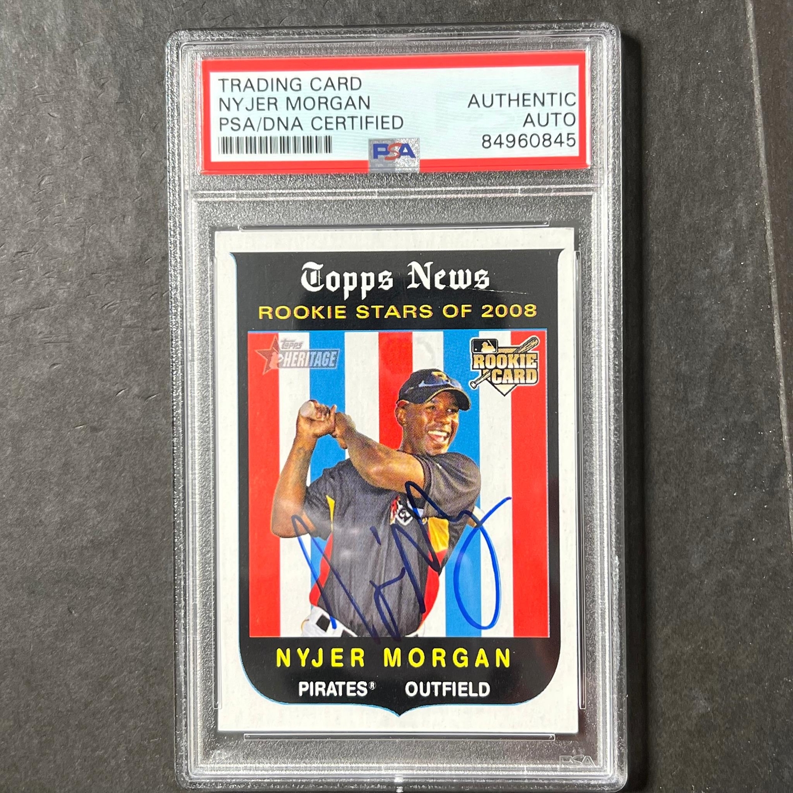 2008 Topps Heritage #136 Nyjer Morgan Signed Card PSA Slabbed Auto Pirates