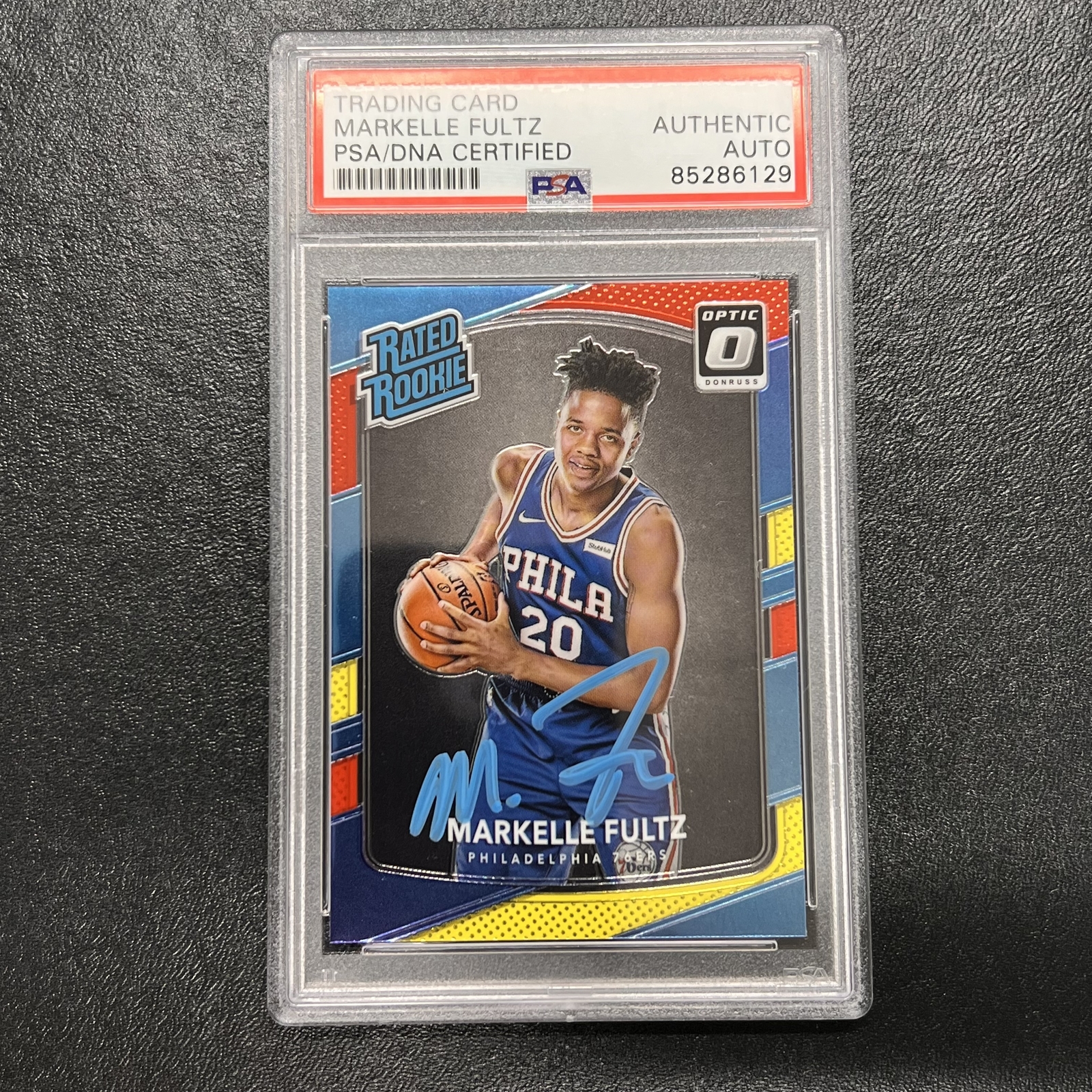 2017-18 Panini Donruss Optic #200 Markelle Fultz Rated Rookie signed card PSA