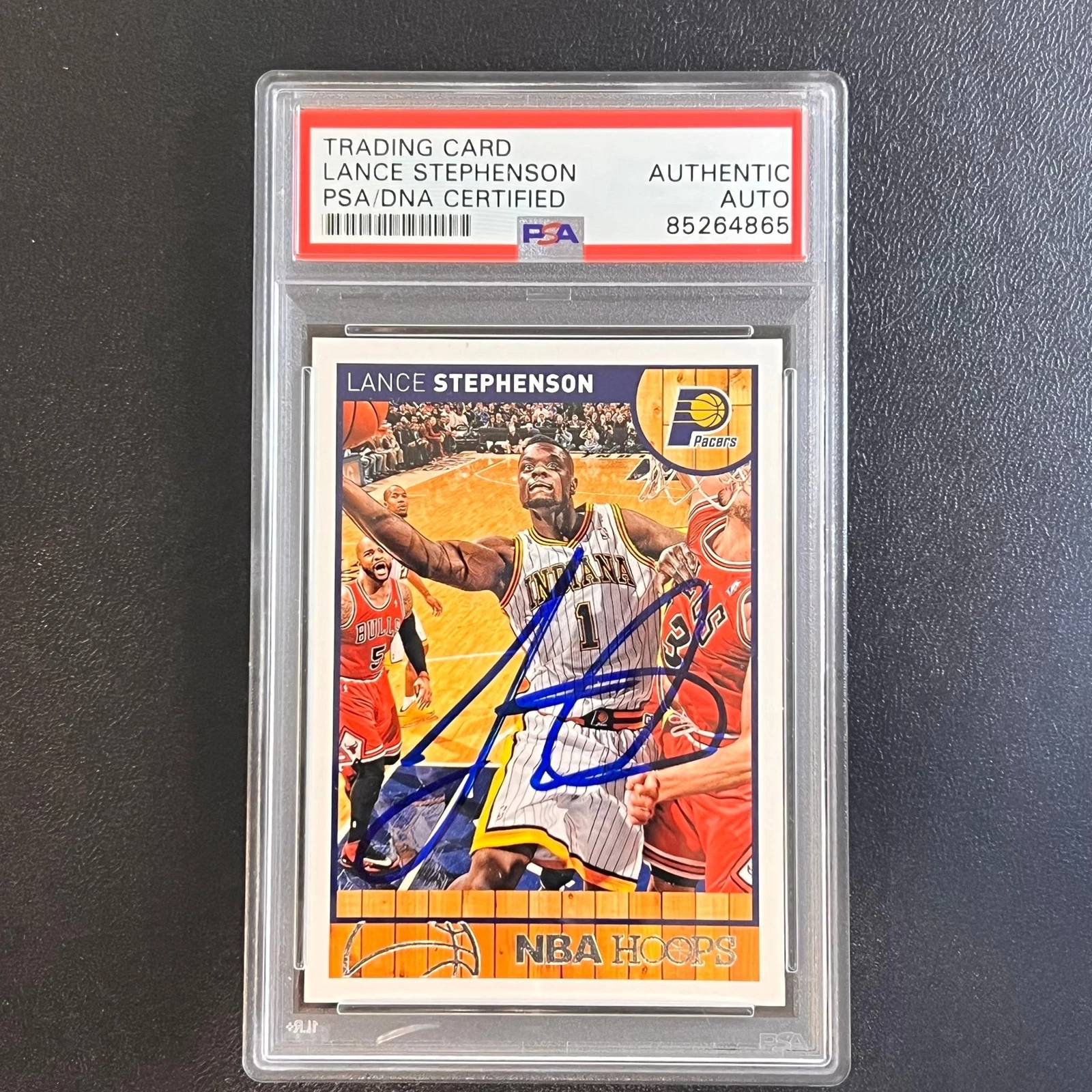 2013-14 NBA Hoops #69 Lance Stephenson Signed Card AUTO PSA/DNA Slabbed Pacers