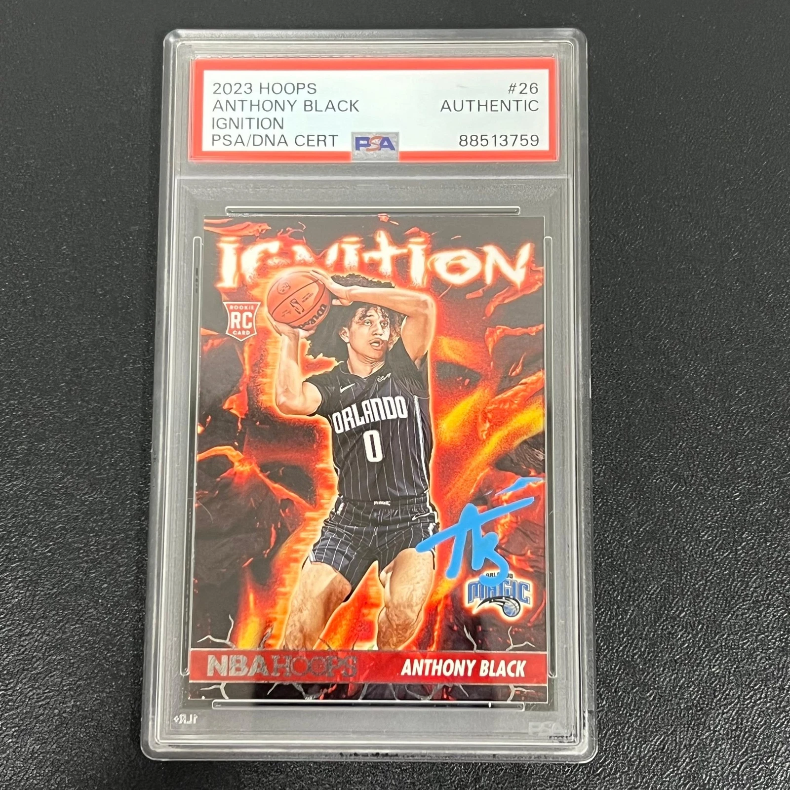 2023-24 Panini NBA Hoops Ignition #26 Anthony Black Signed Card AUTO PSA Slabbed