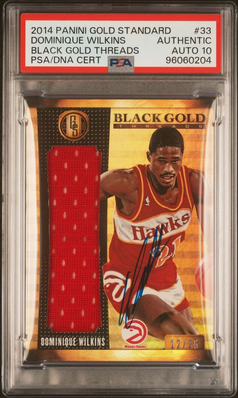 2014 Panini Gold Standard Black Gold Threads #33 Dominique Wilkins Signed Card A