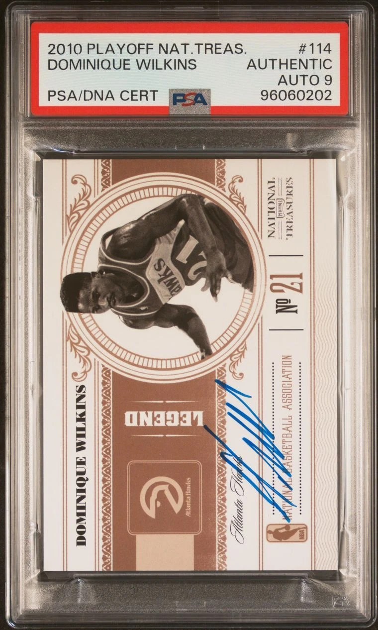 2010 Playoff National Treasures Dominique Wilkins #114 Signed Card AUTO 9 PSA Sl