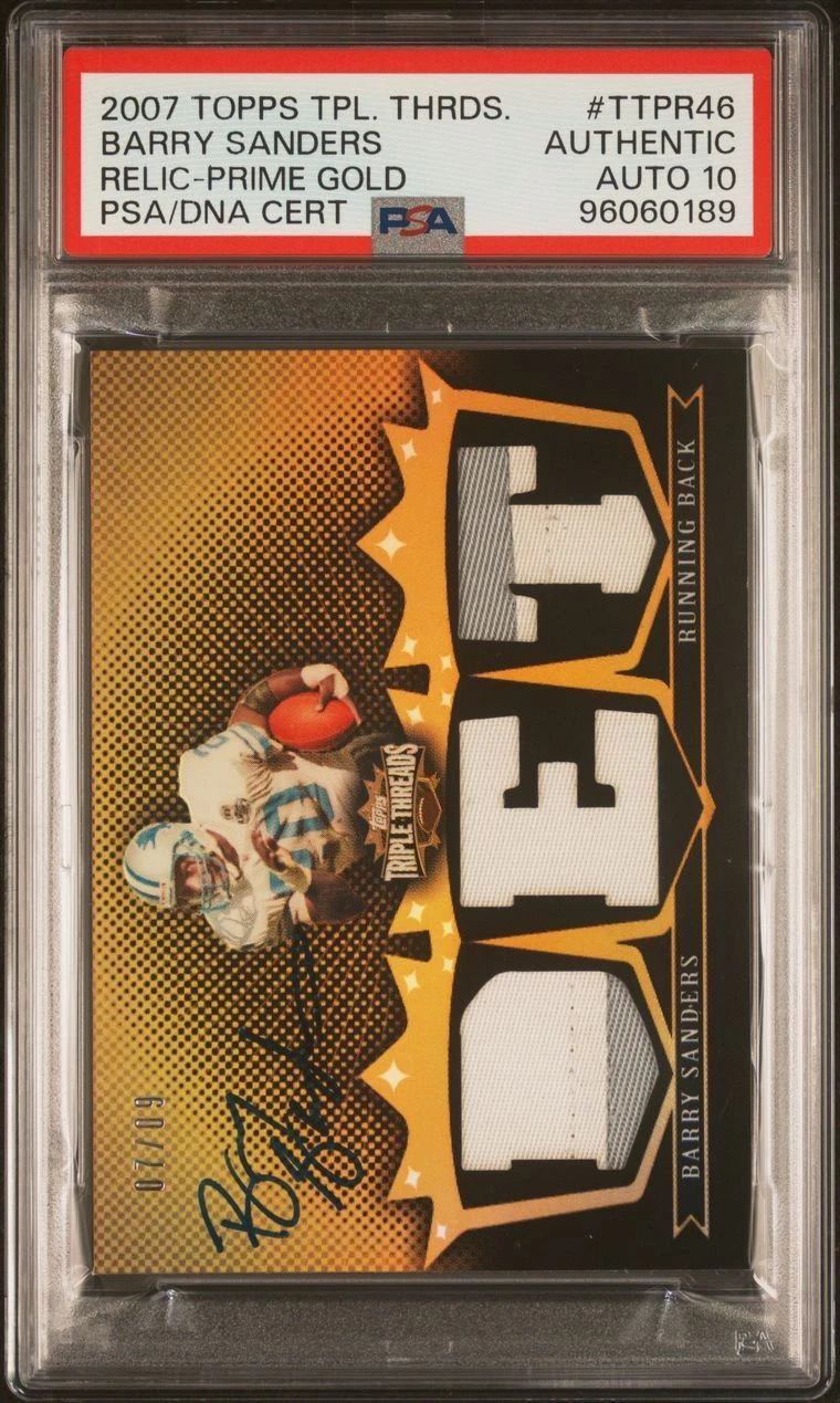 2007 Topps Triple Threads Relic-Prime Gold #TTPR46 Barry Sanders Signed Card PSA
