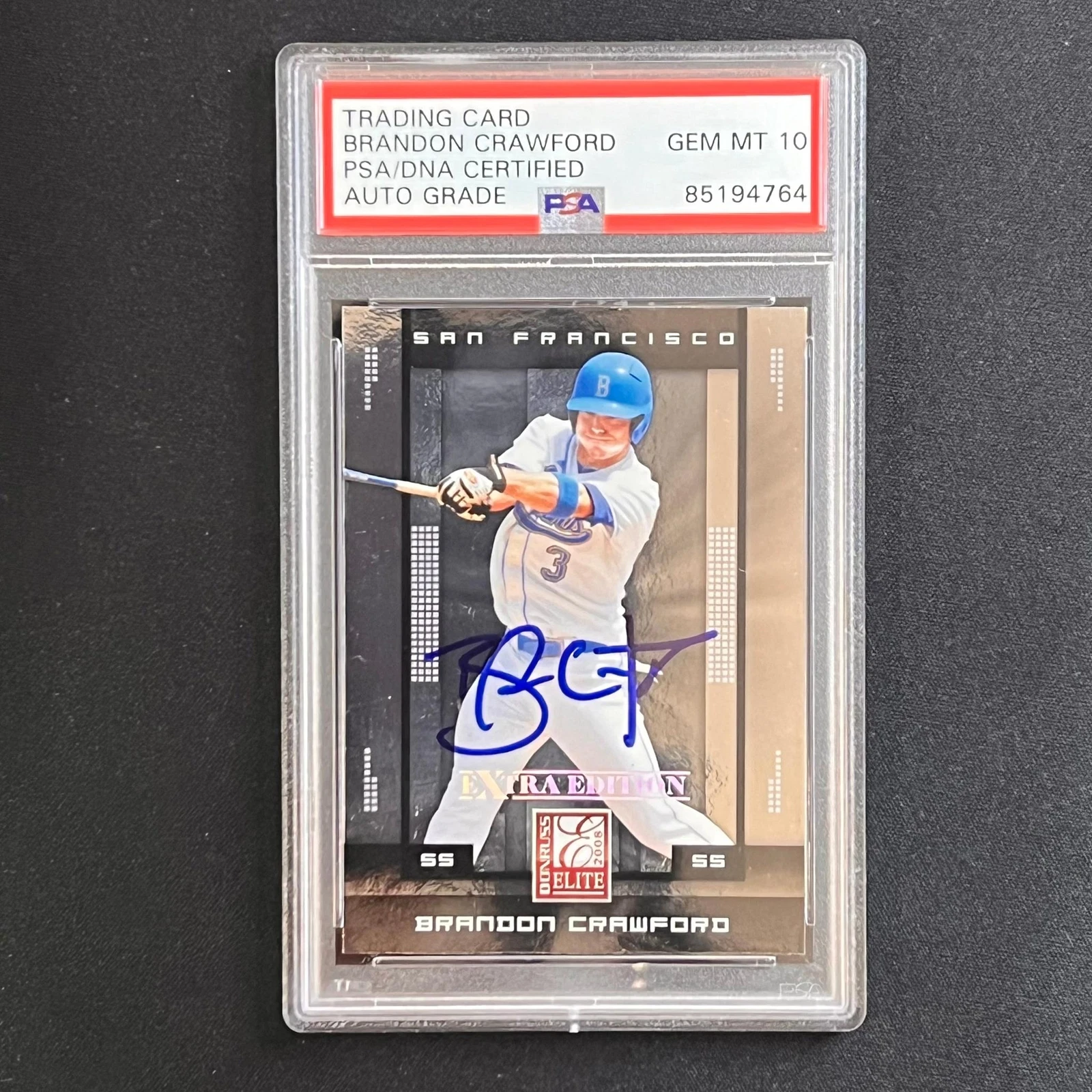 2008 Donruss Elite Extra Edition #11 Brandon Crawford signed card PSA Auto 10 Sl