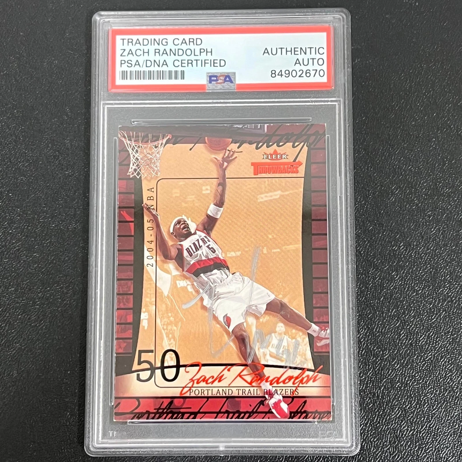 2004-05 Fleer #42 Zach Randolph signed Card Auto PSA Slabbed Trailblazers