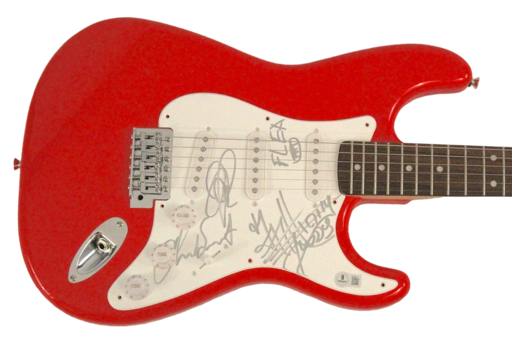 Red Hot Chili Peppers Full Band Signed Autograph Stratocaster Guitar Beckett COA