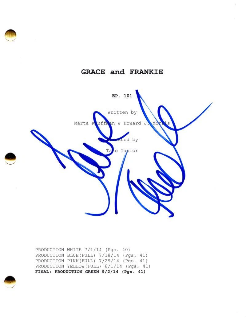 Jane Fonda Signed Autograph Grace and Frankie Full Pilot Script Screenplay