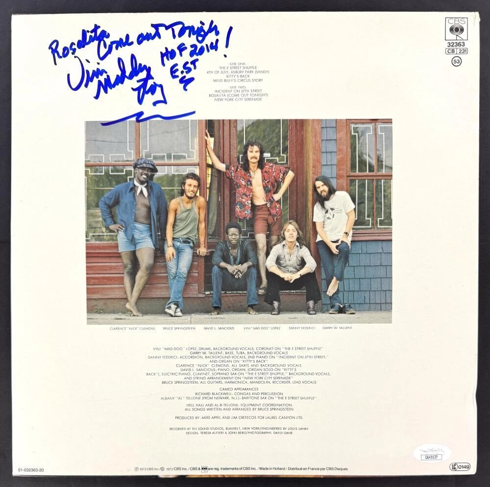 Vini Lopez Signed Autograph Album Vinyl Record LP Springsteen E Street Band JSA
