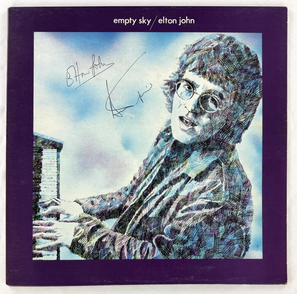 Elton John & Bernie Taupin Signed Autograph Album Vinyl Record Empty Sky JSA COA