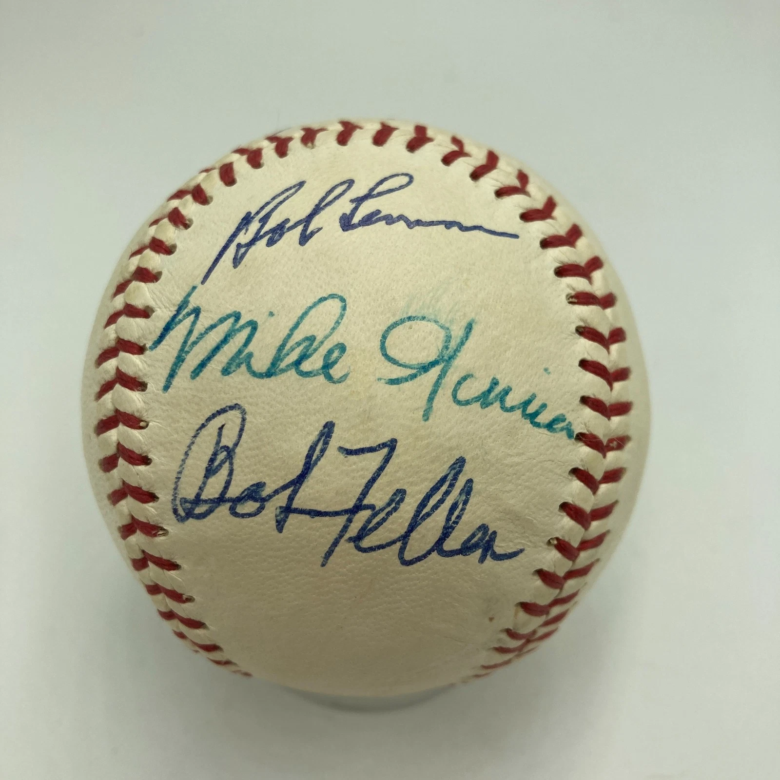 Bob Feller Bob Lemon Early Wynn Mike Garcia Indians Pitchers Signed Baseball JSA