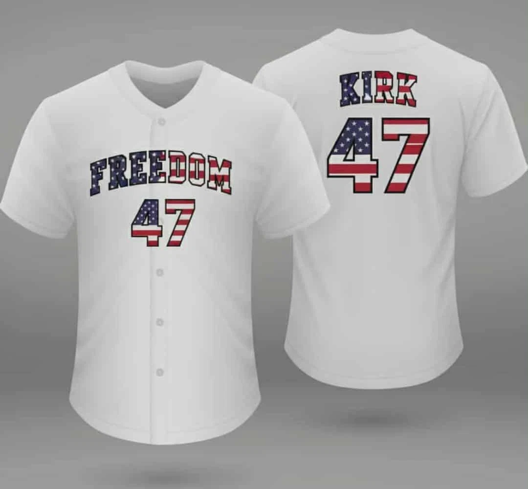 CHARLIE KIRK FREEDOM JERSEY BASEBALL #47 SHIRT COLLECTIBLE MEMORABILIA