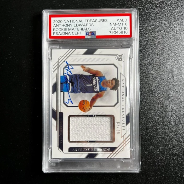 2020 National Treasure Rookie Materials #AED /99 Anthony Edwards PSA AUTO 10 RC