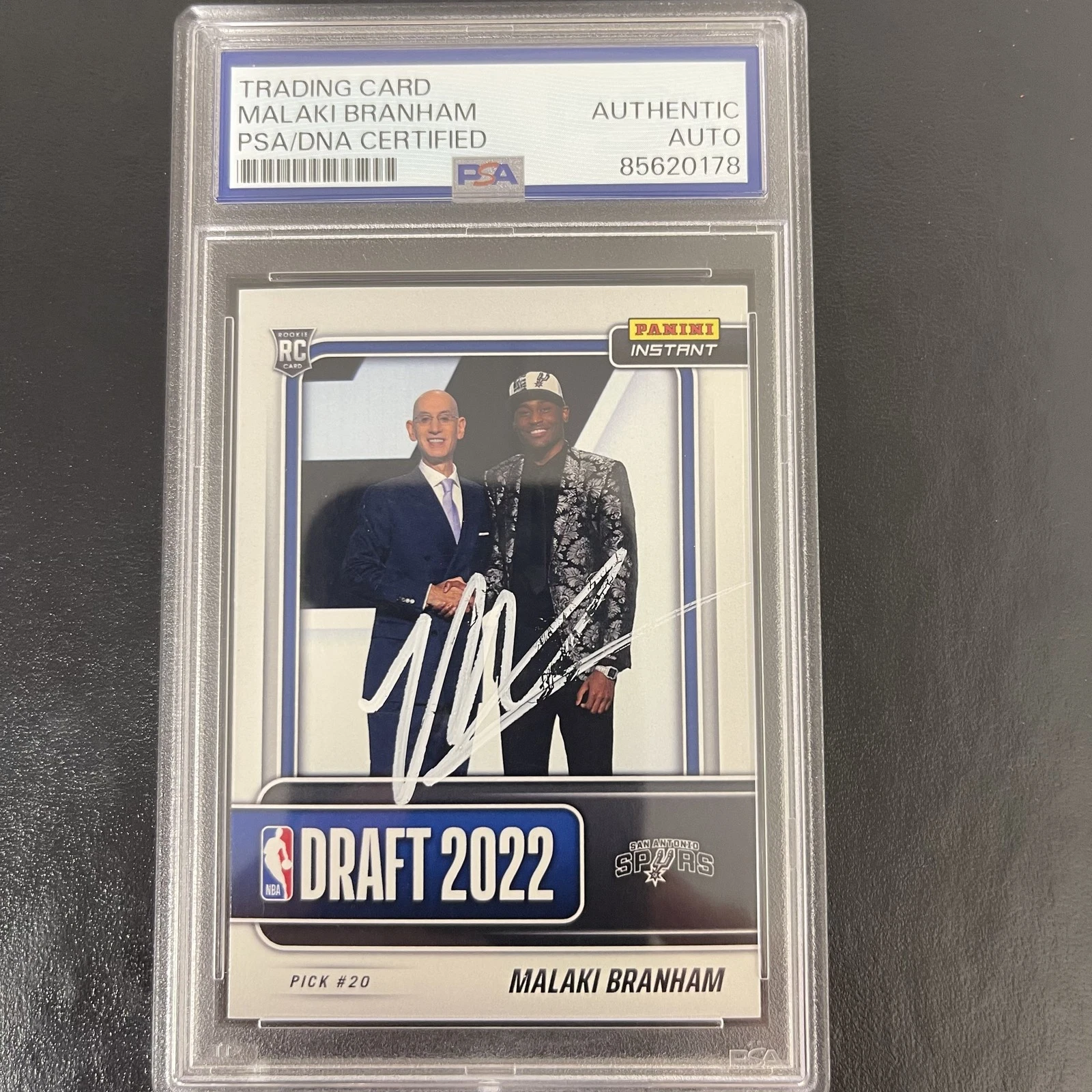 2022-23 Panini Instant #DN18 Malaki Branham 1/657 signed card PSA Spurs