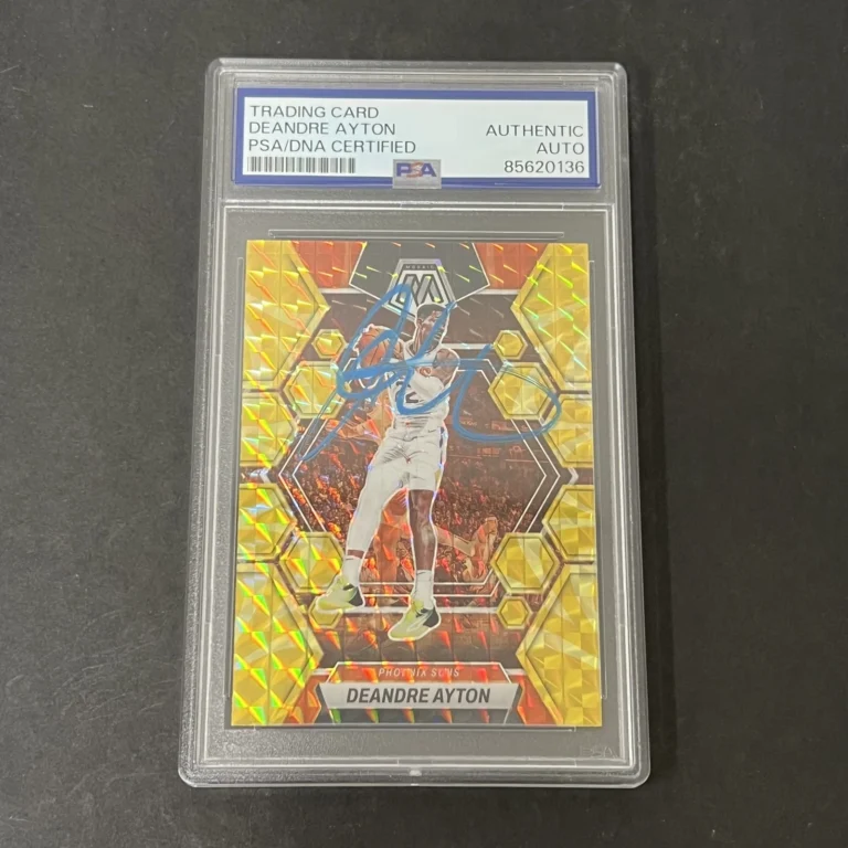 2022-23 Panini Mosaic #152 Deandre Ayton Reactive Yellow Prizm signed card PSA