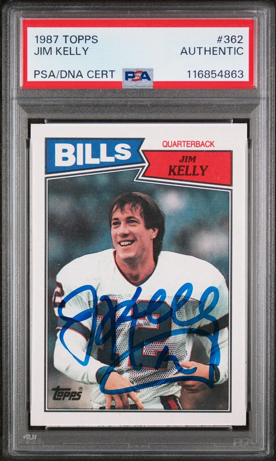 1987 Topps #362 Jim Kelly signed card PSA A Auto A
