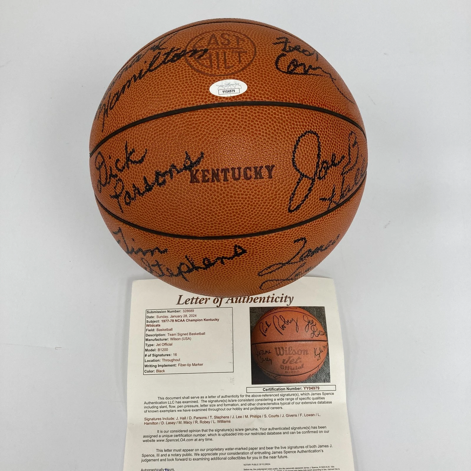1977-1978 KENTUCKY WILDCATS NCAA CHAMPS TEAM SIGNED BASKETBALL JSA COA COLLECTIBLE MEMORABILIA
