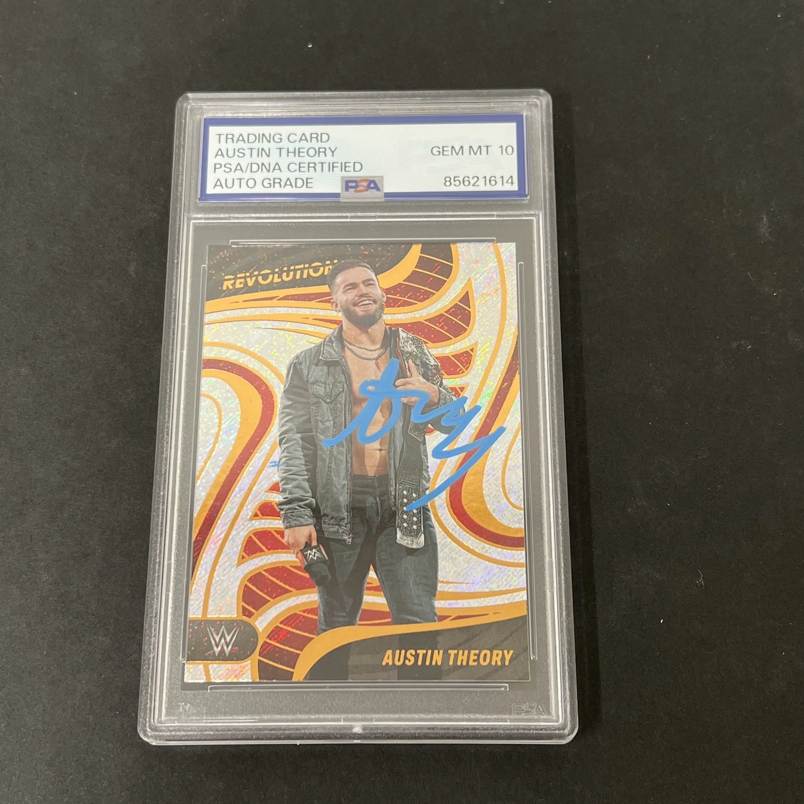 2022 Panini Prizm WWE #87 Austin Theory signed card PSA Auto 10