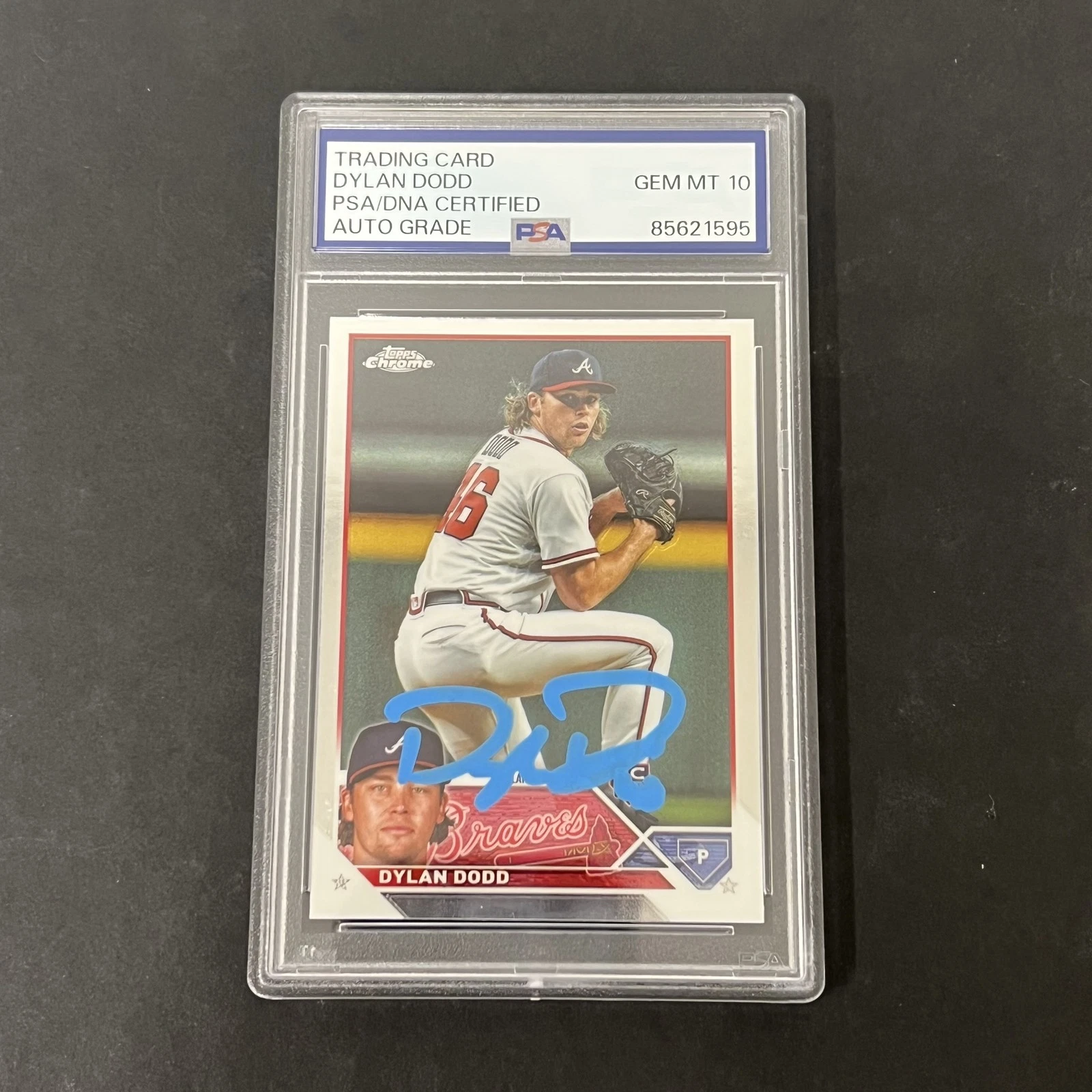 2023 Topps Chrome #USC210 Dylan Dodd signed card PSA Auto 10 Braves