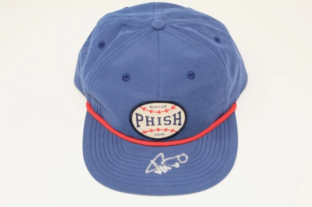 TREY ANASTASIO SIGNED AUTOGRAPH BASEBALL HAT CAP - PHISH 2019 BOSTON, BLUE, ACOA