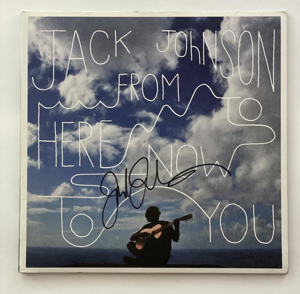 JACK JOHNSON SIGNED AUTOGRAPH ALBUM VINYL RECORD FROM HERE TO NOW TO YOU W/ JSA