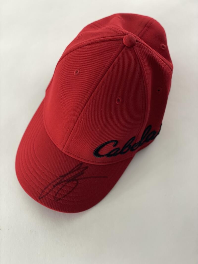 LUKE BRYAN SIGNED AUTOGRAPH RED CABELA BASEBALL CAP HAT - COUNTRY MUSIC STAR JSA