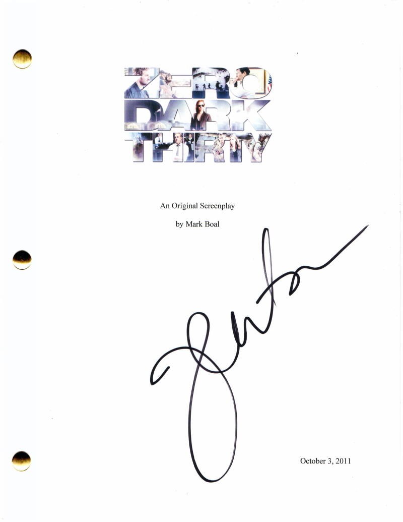 JESSICA CHASTAIN SIGNED AUTOGRAPH ZERO DARK THIRTY FULL MOVIE SCRIPT ...