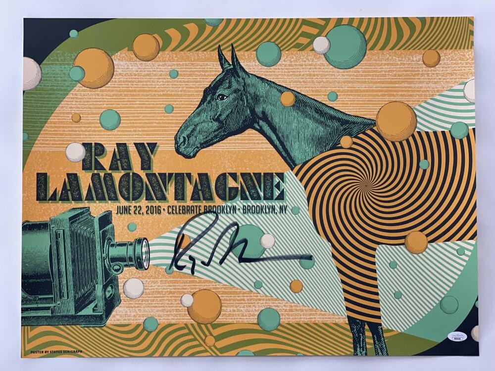 RAY LAMONTAGNE SIGNED AUTOGRAPH 18X24 CONCERT TOUR POSTER BROOKLYN JUNE 2016 JSA