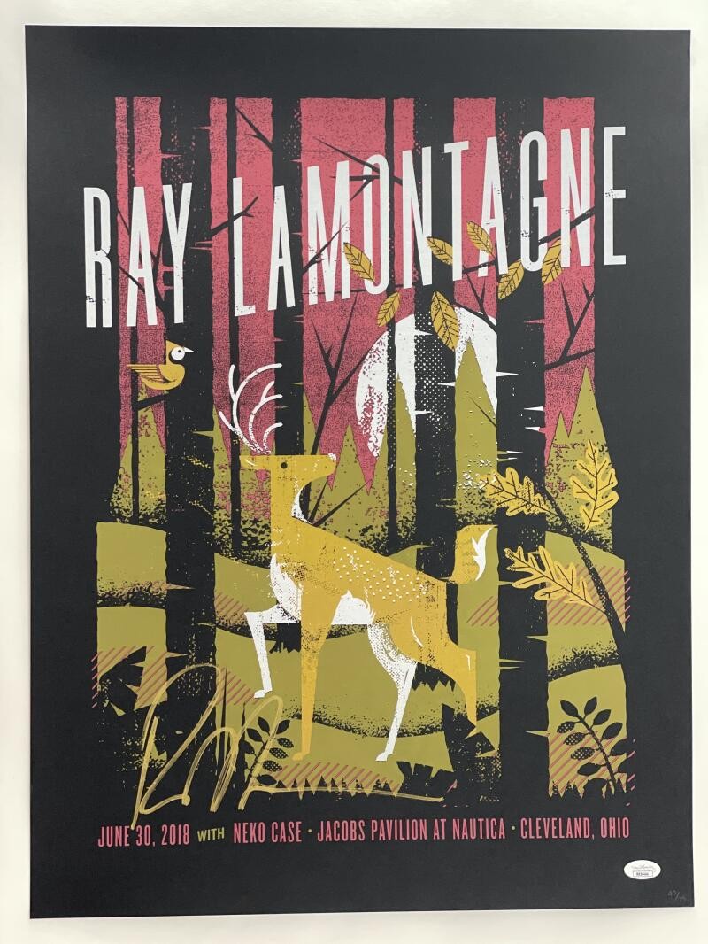 RAY LAMONTAGNE SIGNED AUTOGRAPH 18X24 CONCERT TOUR POSTER CLEVELAND 6/30/18 JSA