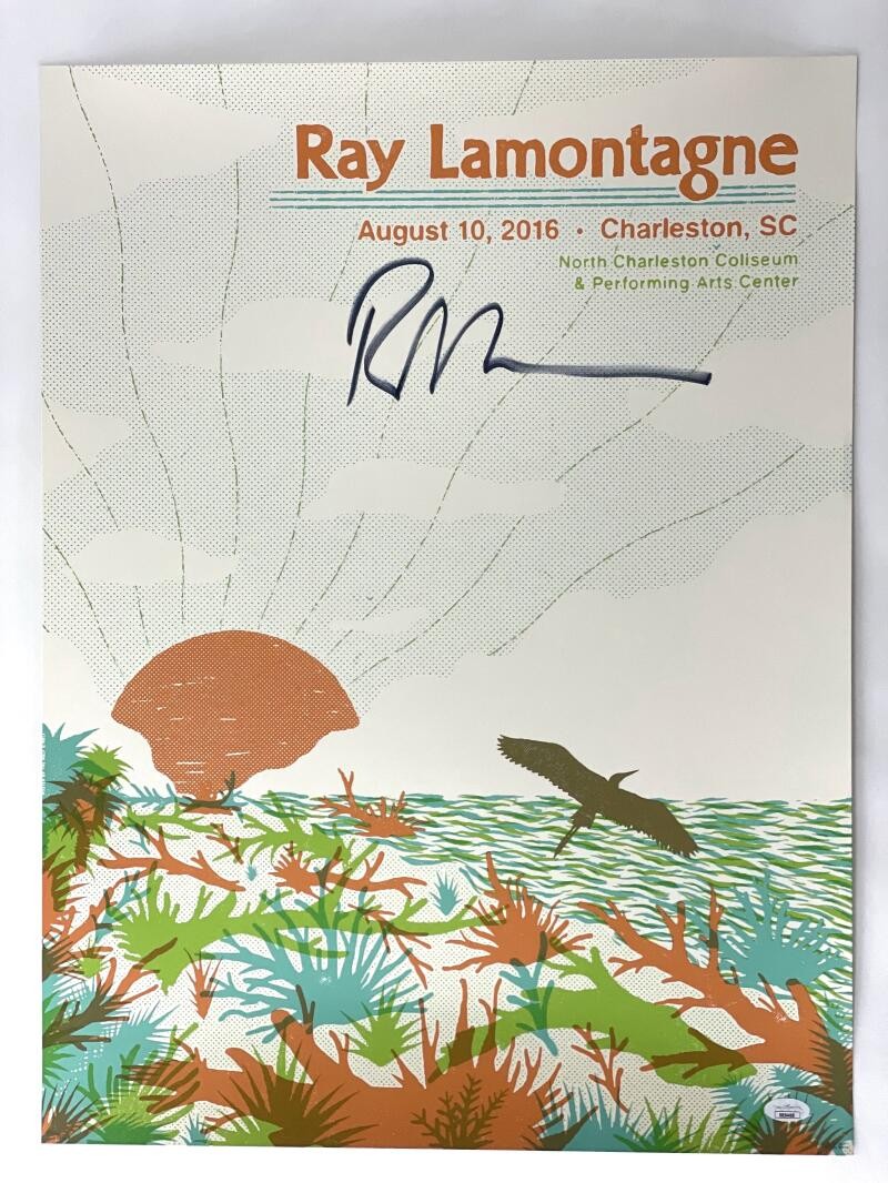 RAY LAMONTAGNE SIGNED AUTOGRAPH 18X24 CONCERT TOUR POSTER CHARLESTON 8/10/16 JSA