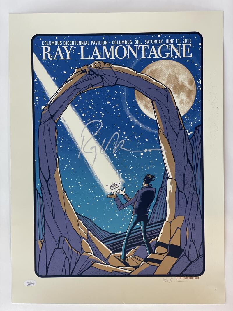RAY LAMONTAGNE SIGNED AUTOGRAPH 16X22 CONCERT TOUR POSTER - COLUMBUS 6/11/16 JSA