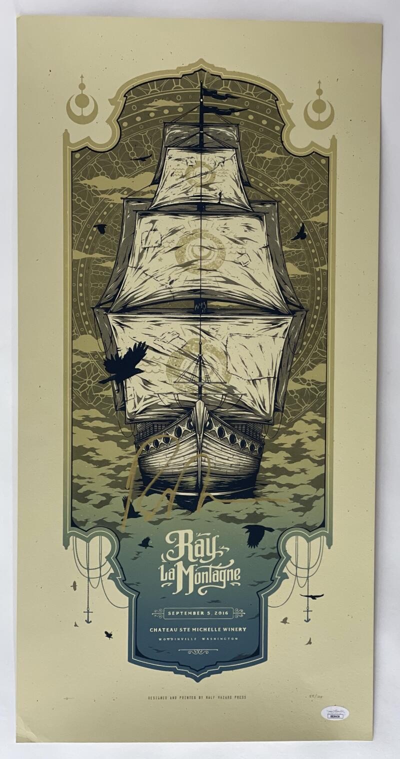 RAY LAMONTAGNE SIGNED AUTOGRAPH 13X25 CONCERT TOUR POSTER WOODINVILLE 9/5/16 JSA