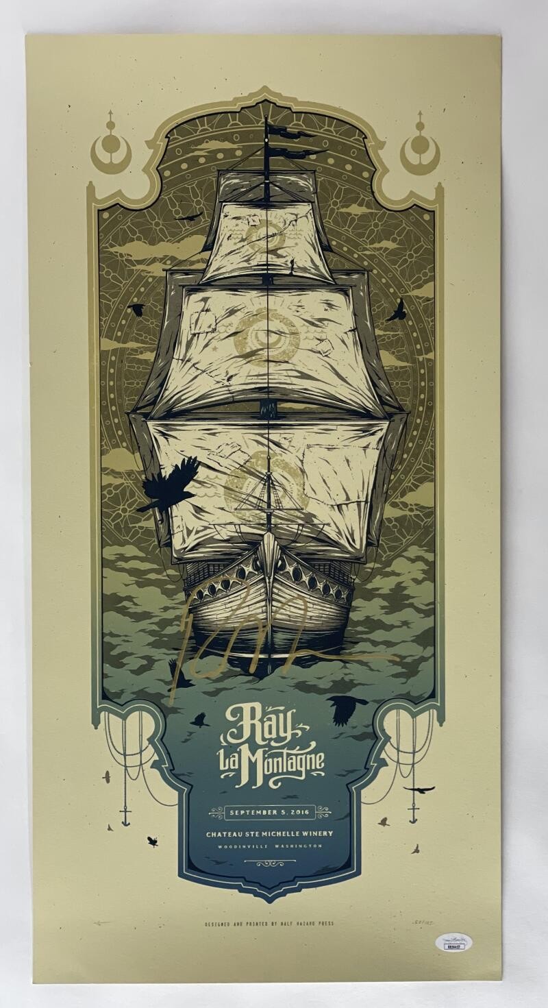 RAY LAMONTAGNE SIGNED AUTOGRAPH 13X25 CONCERT TOUR POSTER - WOODINVILLE 2016 JSA