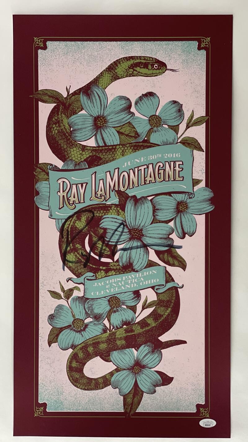 RAY LAMONTAGNE SIGNED AUTOGRAPH 13X25 CONCERT TOUR POSTER - CLEVELAND 2016 JSA