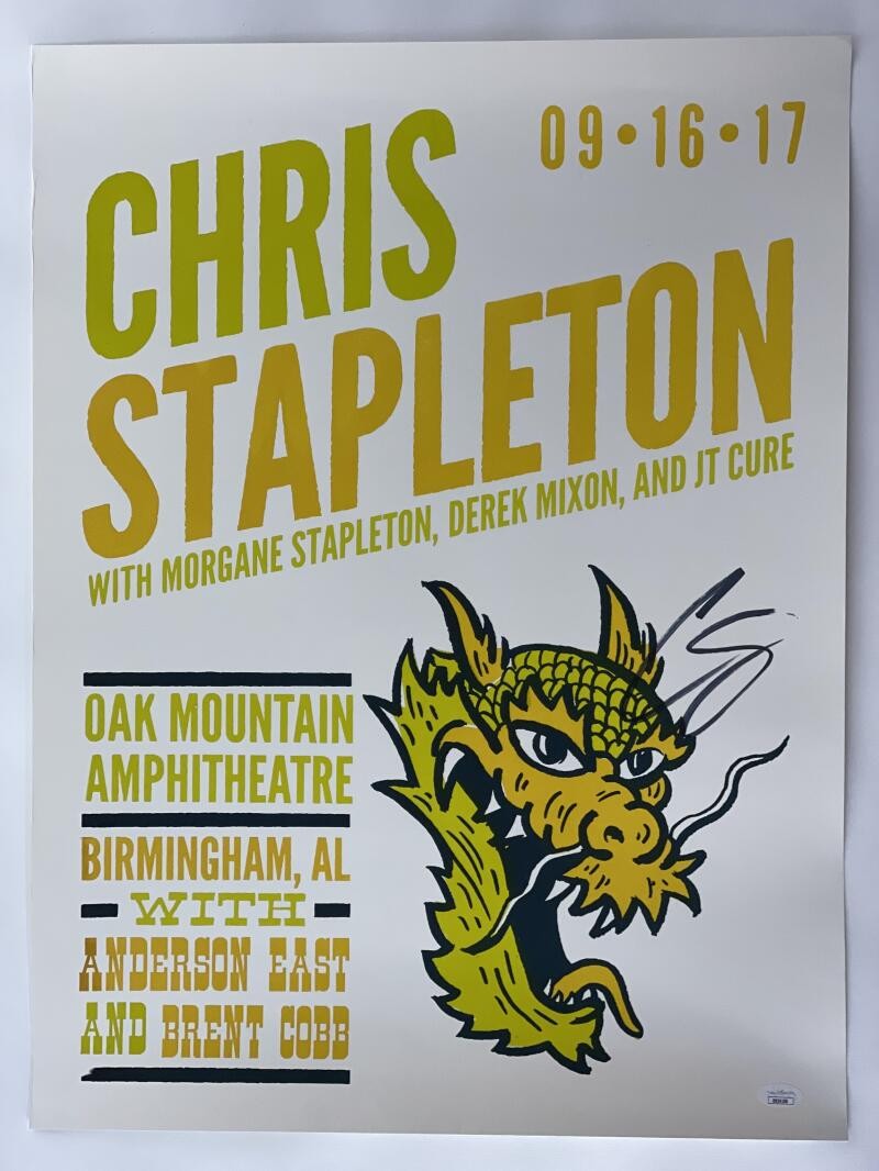 CHRIS STAPLETON SIGNED AUTOGRAPH 18X24 CONCERT TOUR POSTER - BIRMINGHAM 2017 JSA