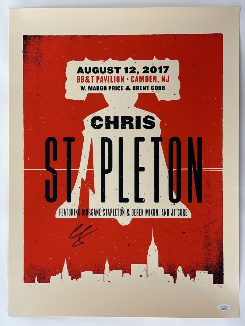 CHRIS STAPLETON SIGNED AUTOGRAPH 18X24 CONCERT TOUR POSTER CAMDEN NJ 8/12/17 JSA